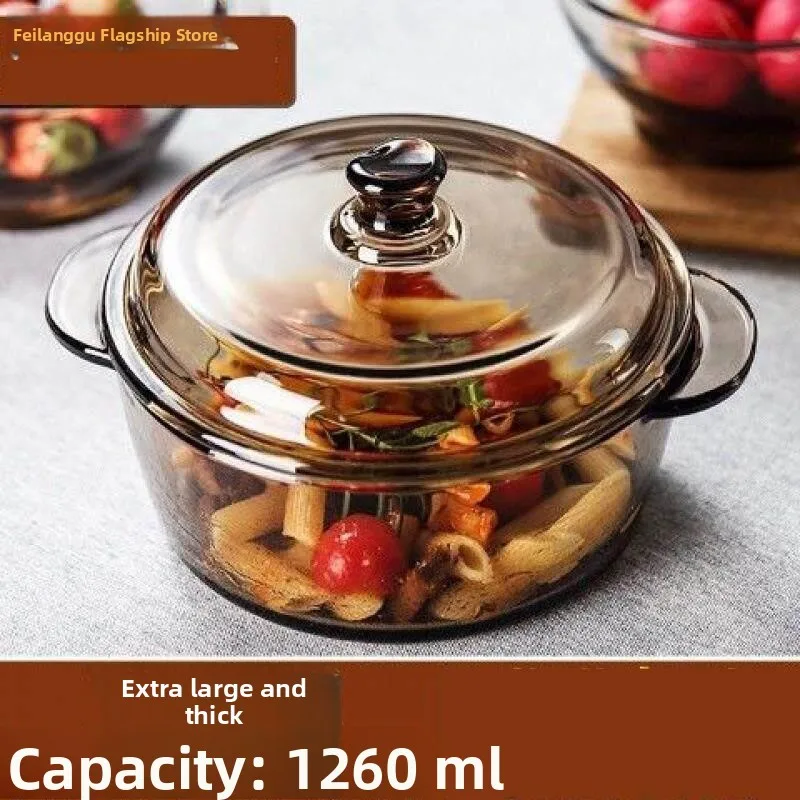 

Large Transparent Glass Soup Bowl with Lid Microwave Safe Bowl for Noodles Dormitory Soup Bowl Heat Resistant Plastic Utensils
