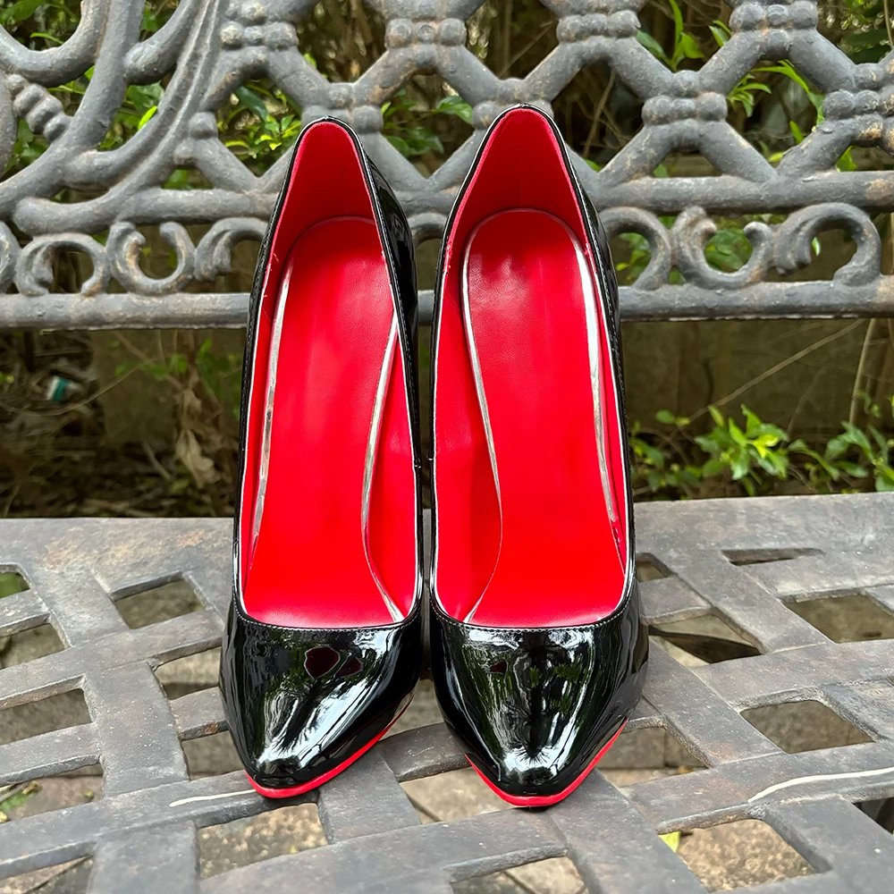 Women Pumps 16cm Extreme Metal High Heels Black Red Inside Stilettos Sexy Fetish Model Club Party Factory Customize Unisex Shoes