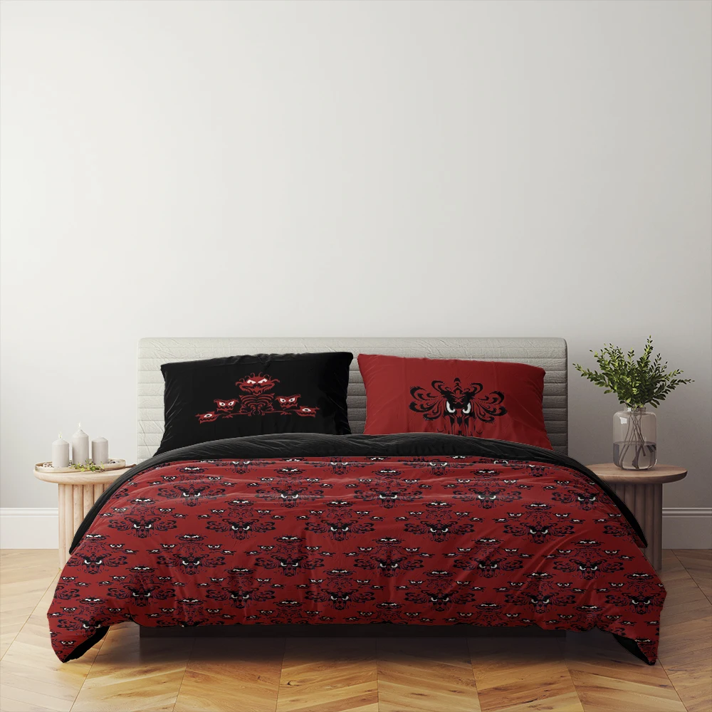 Gothic Bats Black Duvet Cover Set King Queen Double Full Twin Single Size Duvet Cover Pillow Case Bed Linen Set - view 2