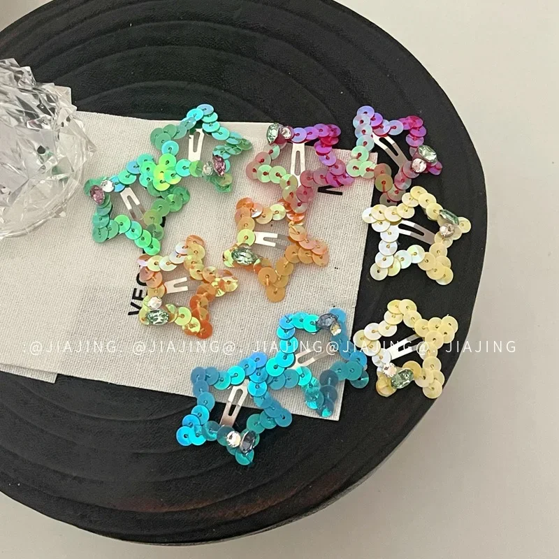 

Y2k Trendy Sequin Star Hairpin Women's Cute Sweet Korean New Summer Pentagram Snap Clips Barrettes Hair Accessories for Kids