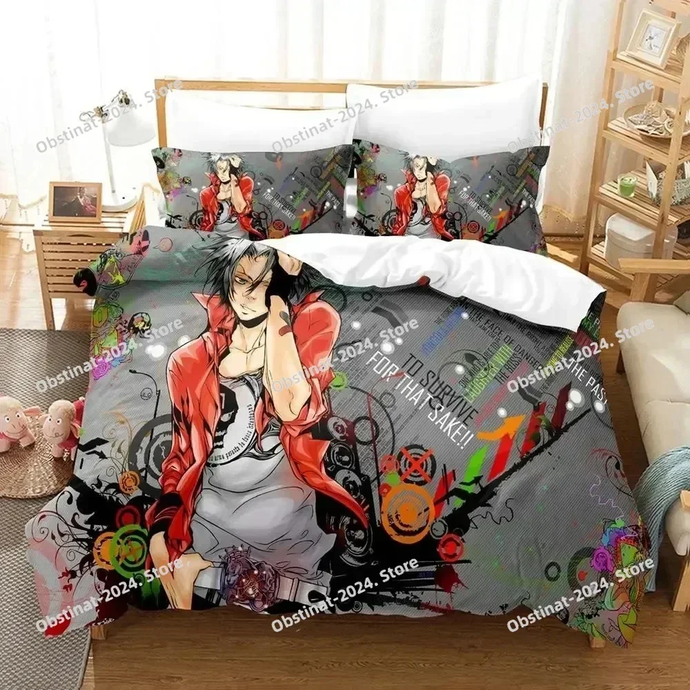 2025 Top Anime HITMAN REBORN Bedding Set Printed Bed Set Duvet Cover Sheet Pillowcase Bed Full Quilt Cover Soft Queen King Size