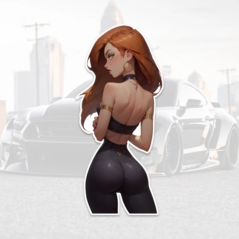 

DN56# Anime Beautiful Girl Car Sticker Personality Shy Woman Cartoon PVC Decal Skateboard Car Decal
