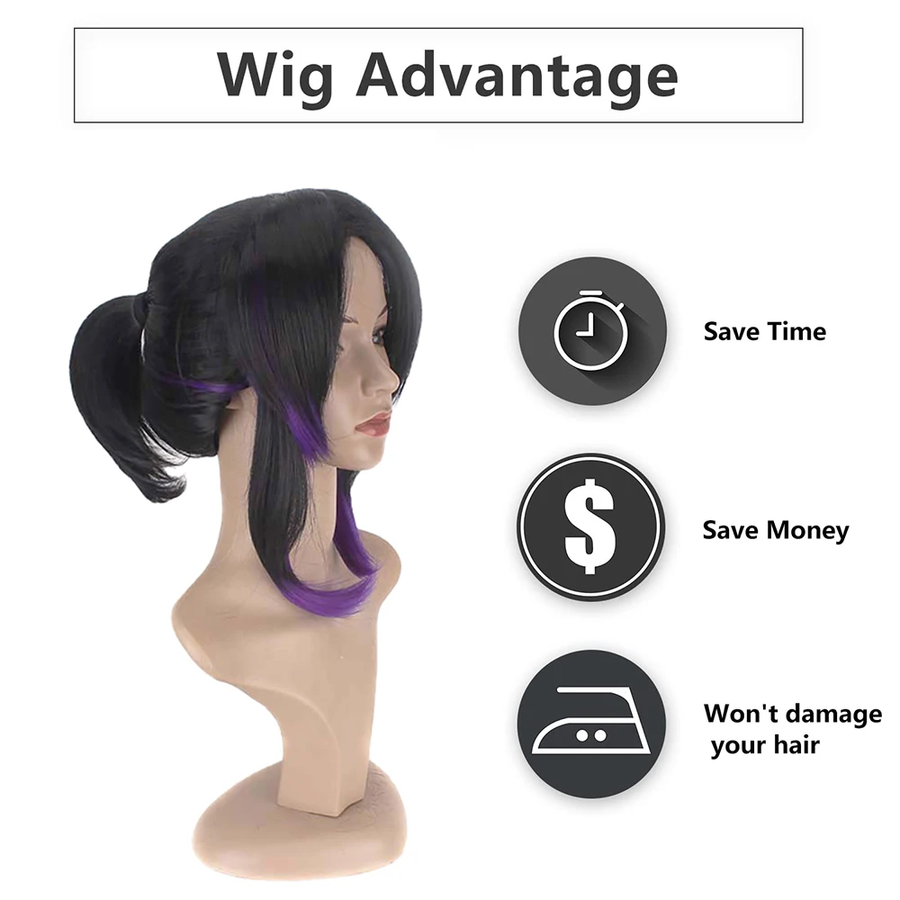 عالية الجودة أنيمي شيطان القاتل Kochou Shinobu تأثيري الشعر الاصطناعية 14 بوصة التدرج اللون مرحلة الأداء اليومي شعر مستعار للحفلات