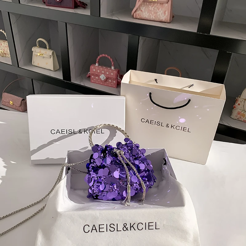 Luxury Women Handbag Exquisite Banquet Bag Glitter Shiny Sequins Evening Bag Wedding Party Clutch Purse Shoulder Crossbody Bag