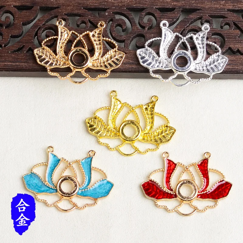 

100 pieces set material, hollow lotus flower pieces DIY handmade bridal headgear hair accessories hairpin spot wholesale