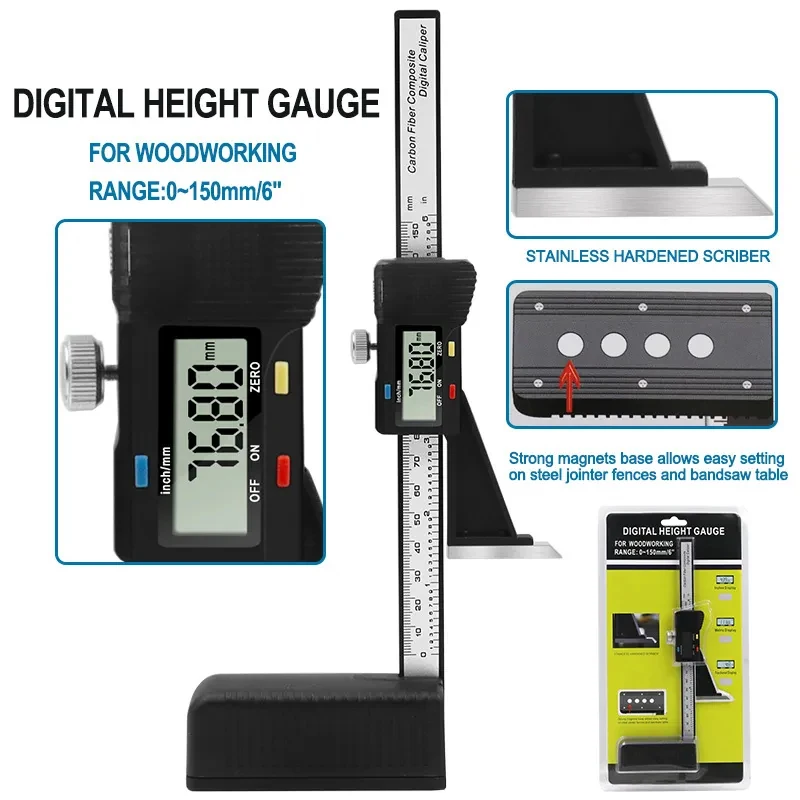 

0-150mm Digital Height Gauge Electronic Digital Height Gauge Vernier Caliper Ruler Wood Table Marking Ruler