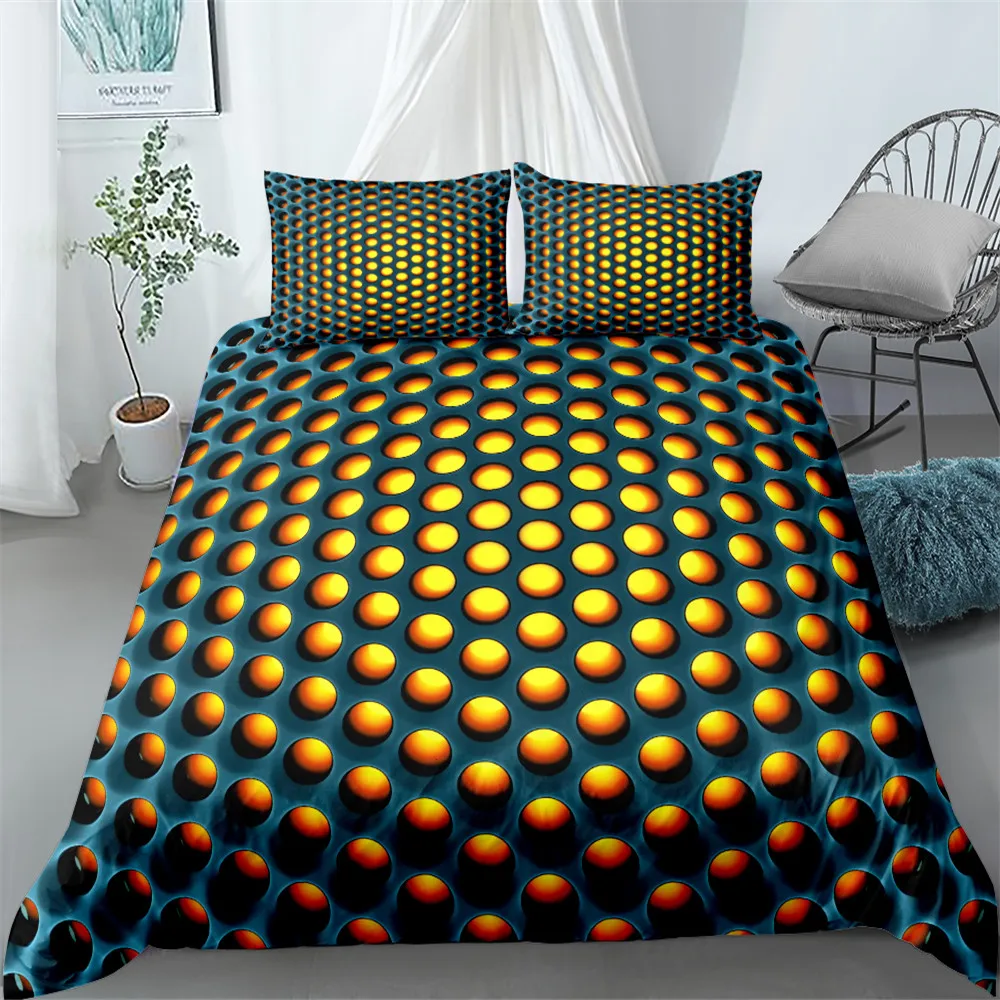 Lighting Honeycomb Orange  Bedding Set Single Twin Double Queen King Cal King Size Bed Linen Set