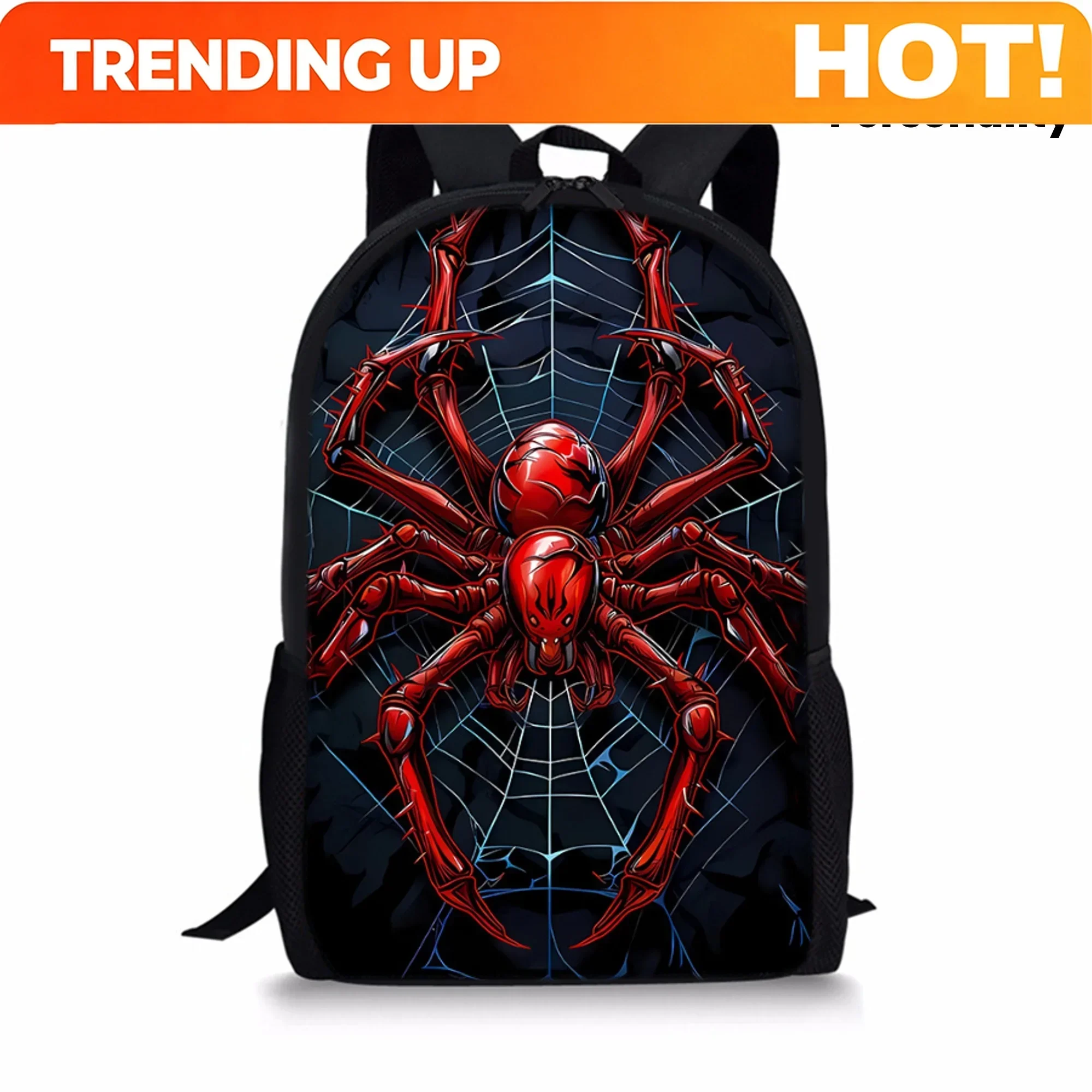 Custom Red Spider Black Backpack