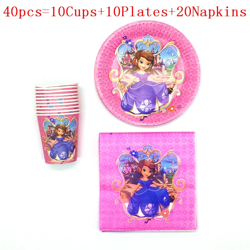 Disney Sofia the First Party Supplies Decorations Kids Birthday Disposable Tableware Cups Princess Party theme Favors Girls Set