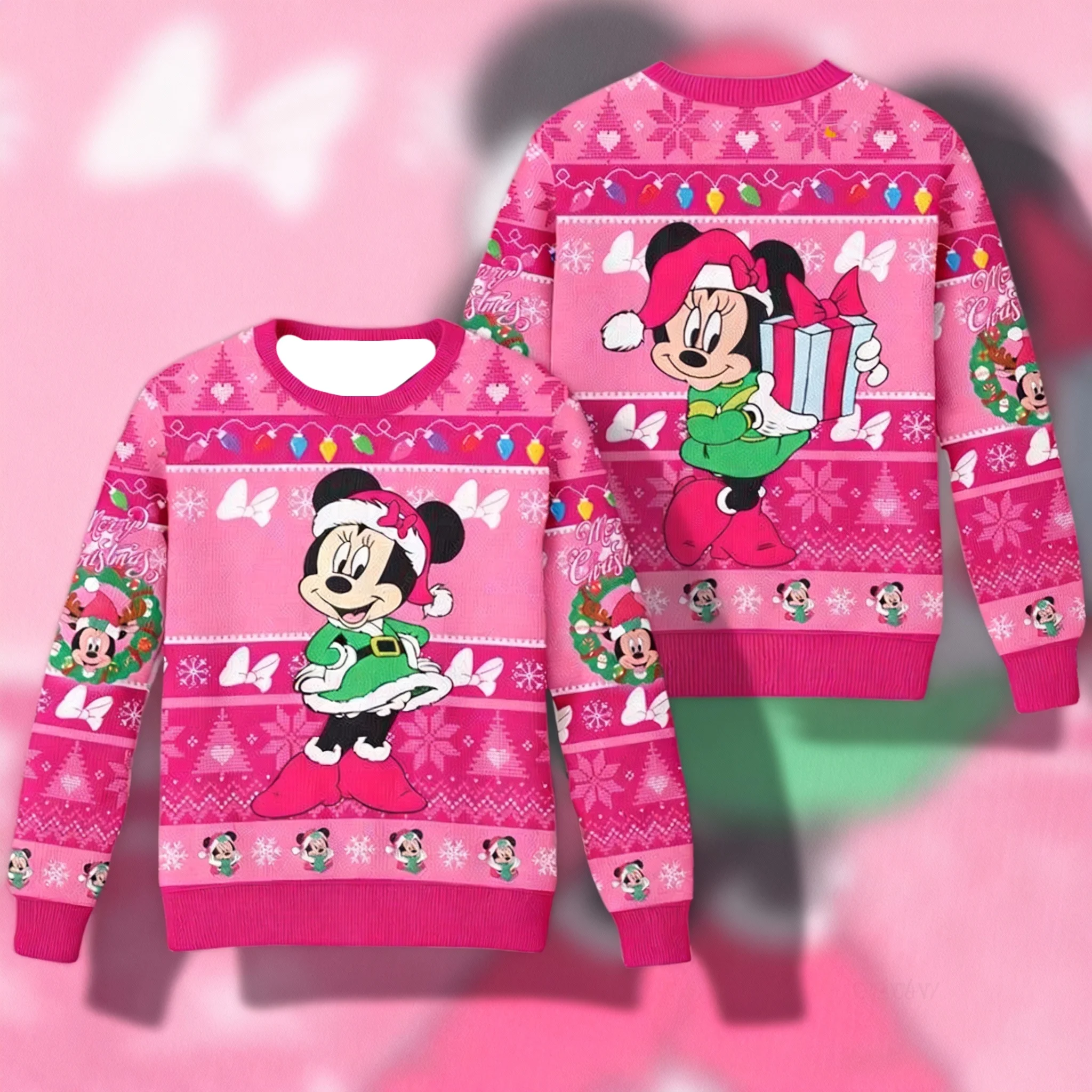 الخريف/الشتاء فيلم ديزني الرسوم المتحركة موضوع عيد الميلاد سترة قبيحة كنزة قطيفة مناسبة للبالغين والأسائل لارتداء