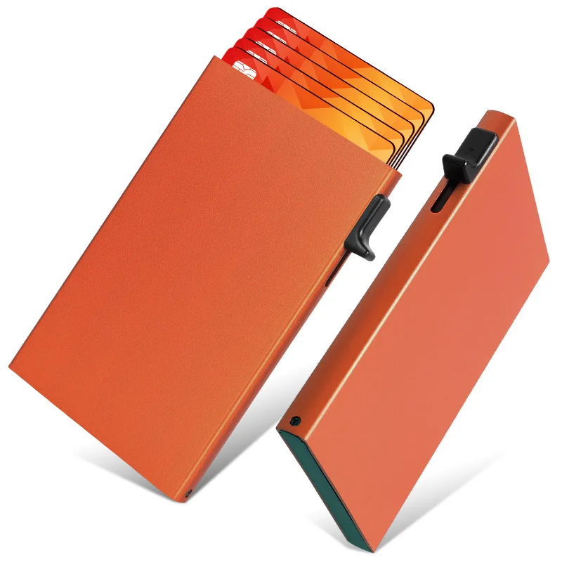 Aluminum Alloy Metal Card Holder Automatic Pop Up Wallet Slim Credit Card Case RFID Blocking Card Organizer Pocket Money Clip