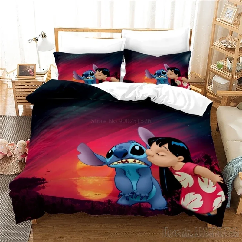  Lilo & Stitch Bedding Love Child Duvet Cover Set HD Comforter Cover Bedclothes for Kids Bedding Sets Bedroom Decor