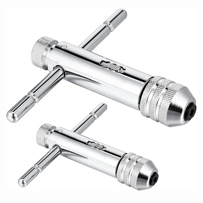 

ABGE-2Pcs Ratchet T Handle Tap Wrench, Adjustable T Bar Handle Holder Ratcheting Tap Wrench For Metric M3-M8 / M5-