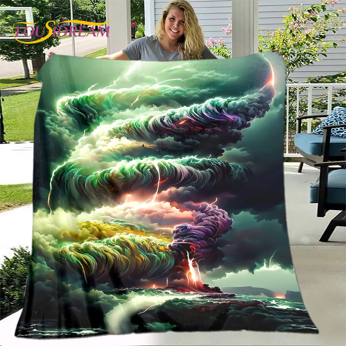 

3D Natural ,Tornado, Cloud Blanket,Flannel Blanket Throw Blanket,Warm Blanket for Home Living Room Bedroom Beds Sofa Picnic Kid