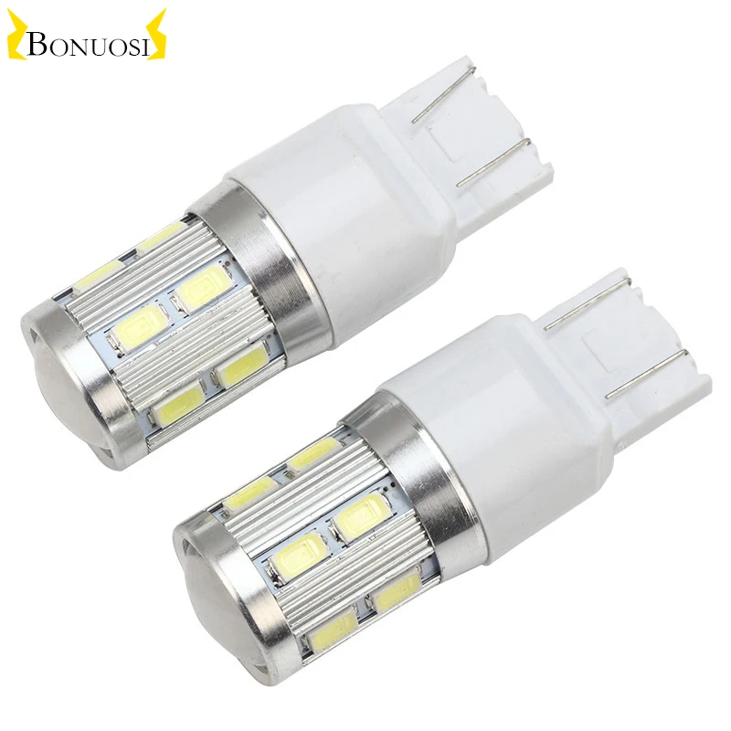 

10pcs7440 7443 LED 5W Lens High bright car T20 Signal Brake light tail flash bulb white red AC12V for Car StylingSignal Lamp