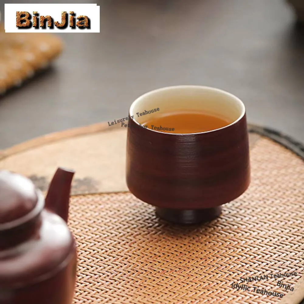 كوب شاي مصنوع يدويًا من السيراميك الأحمر ، كوب رئيسي بأقدام مرتفعة ، وعاء شاي أصلي ، كوب تأمل ، كونغ فو ، بودرة يين ، هدية شاي ، 60 مرة