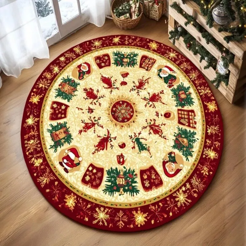 VIKAMA Halloween Moon Castle Round Round Rug Durable Stain Resistant Living Room Non Slip Backing Kitchen Decor Home Decor