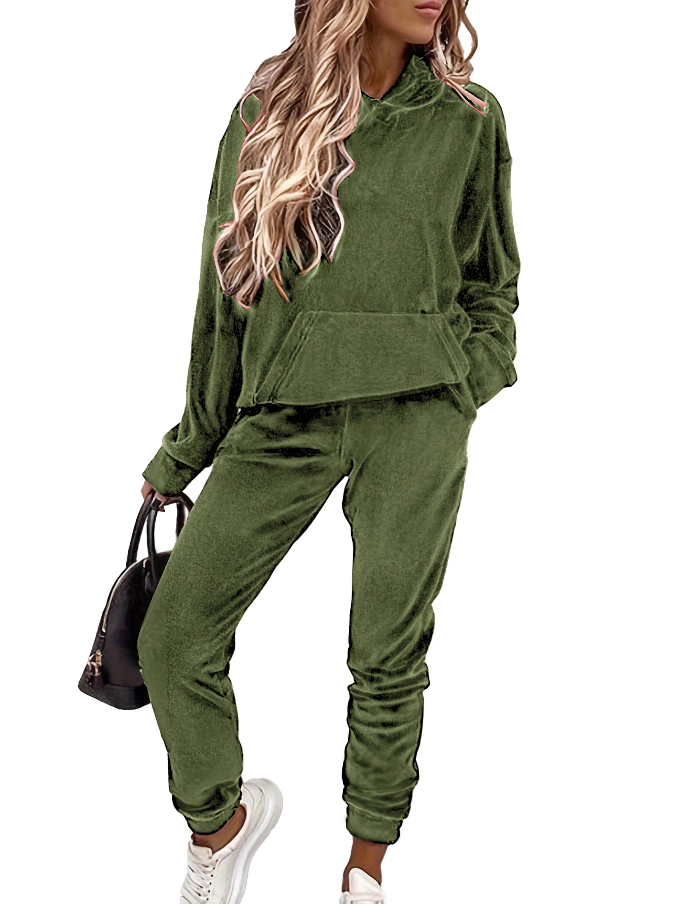 

Женская осенне-зимняя однотонная спортивная одежда с капюшоном и карманами, небьющаяся, повседневная, теплая и утолщенная