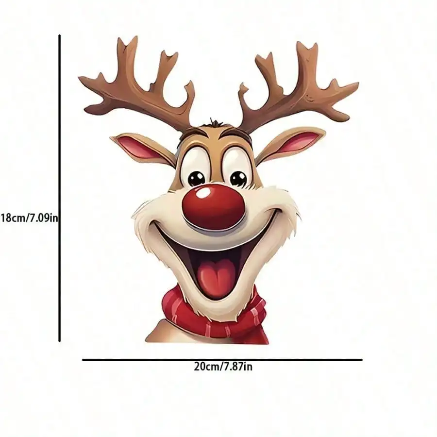Christmas New Car Window Sticker, Side Window Bumper Sticker, New Year's Smile Elk Car Glass Decoration Sticker - Detail 1
