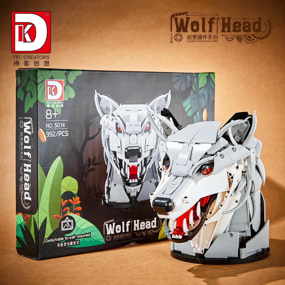 1000PCS Creative Animal Head Wolf Eagle Deer Building Blocks Crafts Collection Desk Decoration Bricks Toys Gift For Adult Kids