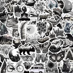 10/30/60PCS Black White Outdoors Cartoon Stickers Natural Scenery Aesthetic Decals Graffiti DIY Phone Laptop Skateboard Bike Car