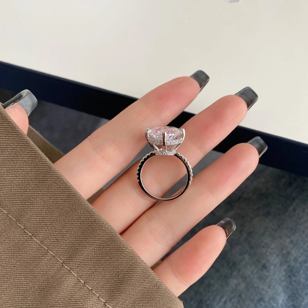 Wong Rain Luxury 13*18 MM 925 Sterling Silver Oval Cut High Carbon Diamonds Fine Jewelry Wedding Engagement Ring Drop Shipping