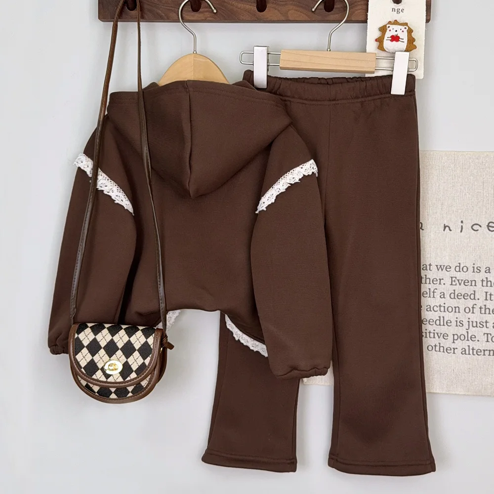 الخريف الأطفال الرياضة ملابس كاجوال كم طويل المرقعة هوديي + بلون السراويل 2 قطعة مجموعة 3-7 سنوات الفتيات موضة وتتسابق