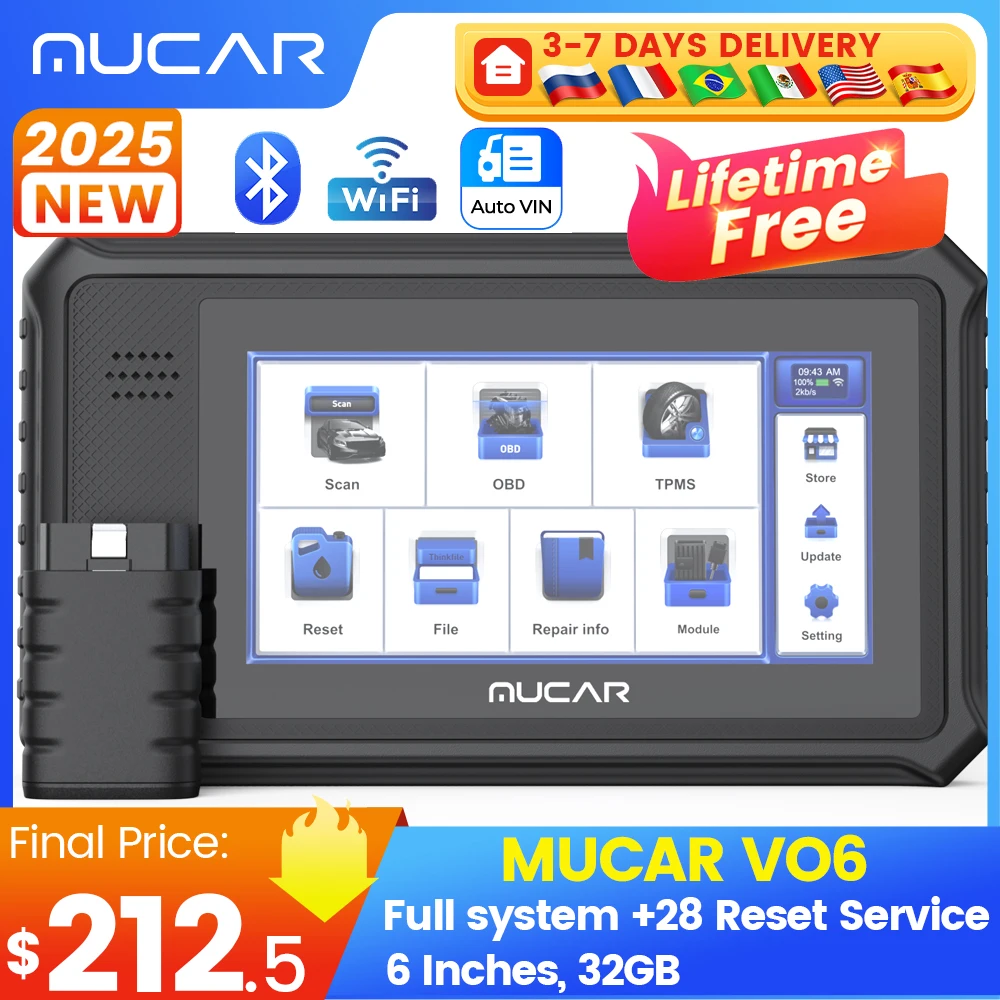 

MUCAR VO6 OBD2 Scanner Diagnostic Tool, All System Diagnosis Scanner for Car, 28+ Services Scan Tool Lifetime Free Update