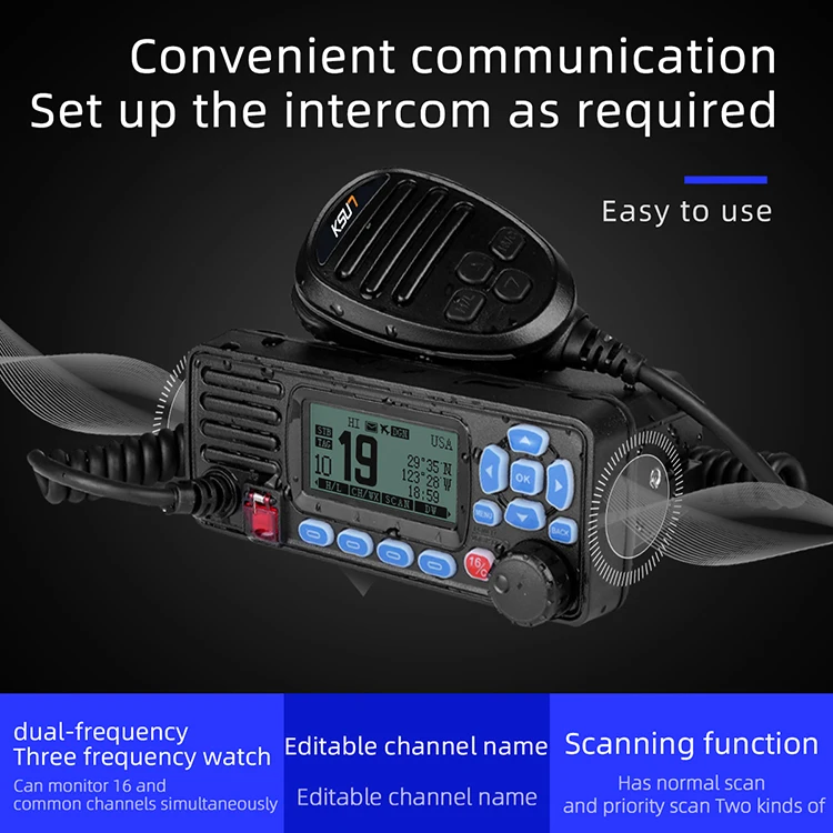 P509 GPS Vhf Marine Radio IPX7 جهاز إرسال واستقبال لاسلكي ثابت مقاوم للماء مع DSC GPS
