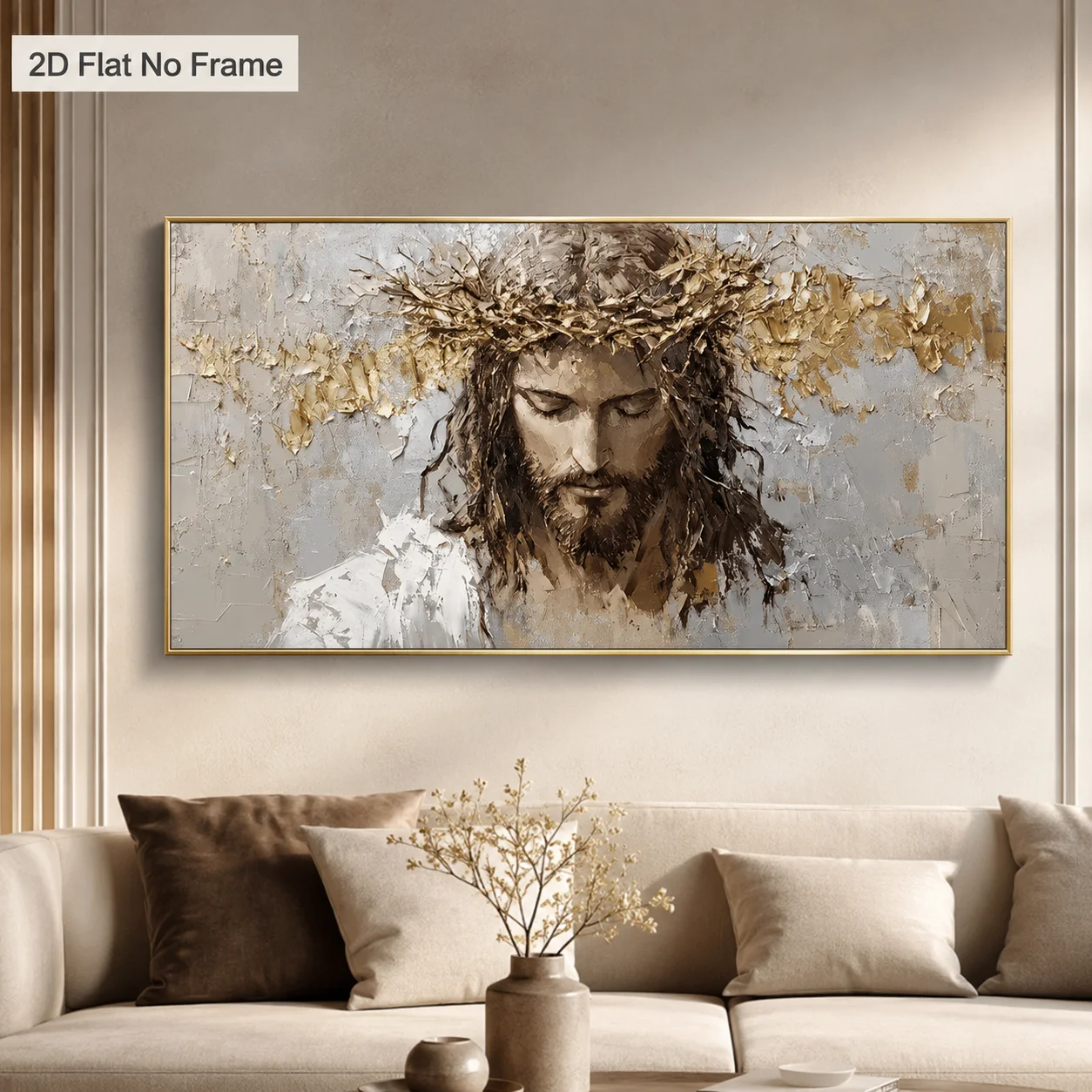 Minimalist Jesus Portrait Poster Decor Large Size Religious Wall Art Cavans Prints Jesus Christ Crown of Thorns Canvas Painting