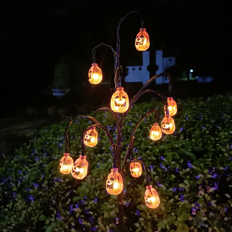 Lumière solaire extérieure de fantôme de citrouille, lampes au sol, imperméable, décoration d'halloween, fête à la maison, jardin, décor de pelouse, 12 têtes