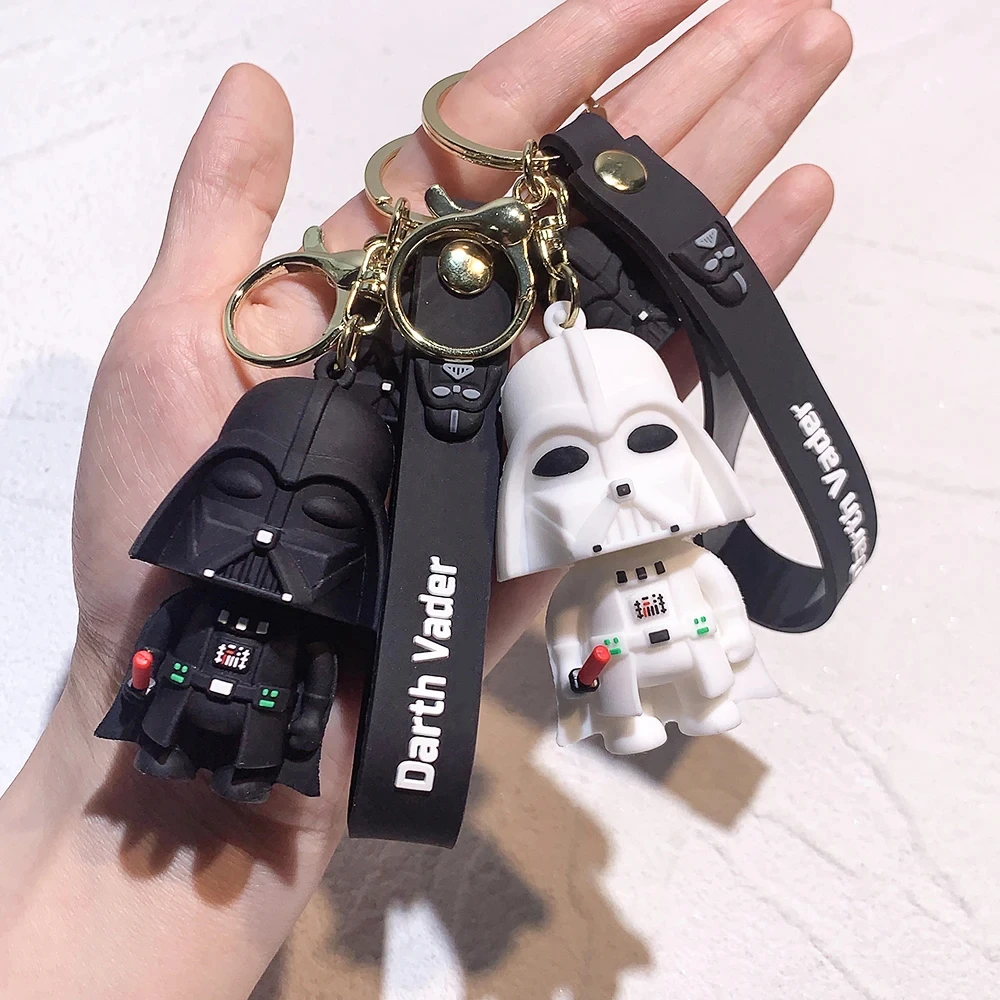 Disney Star War Keychains Darth Vader Pendant Car Key Chain Black White Cartoon Keyring Phone Bag Ornament Jewelry Gifts