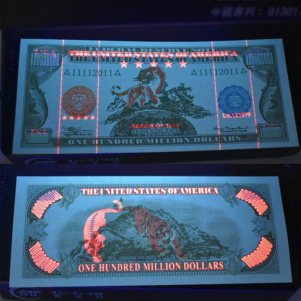 American 100 Million Dollars Old Money Paper USA 1928 Tigers Dashing Down A Mountain Banknotes Collection Gifts