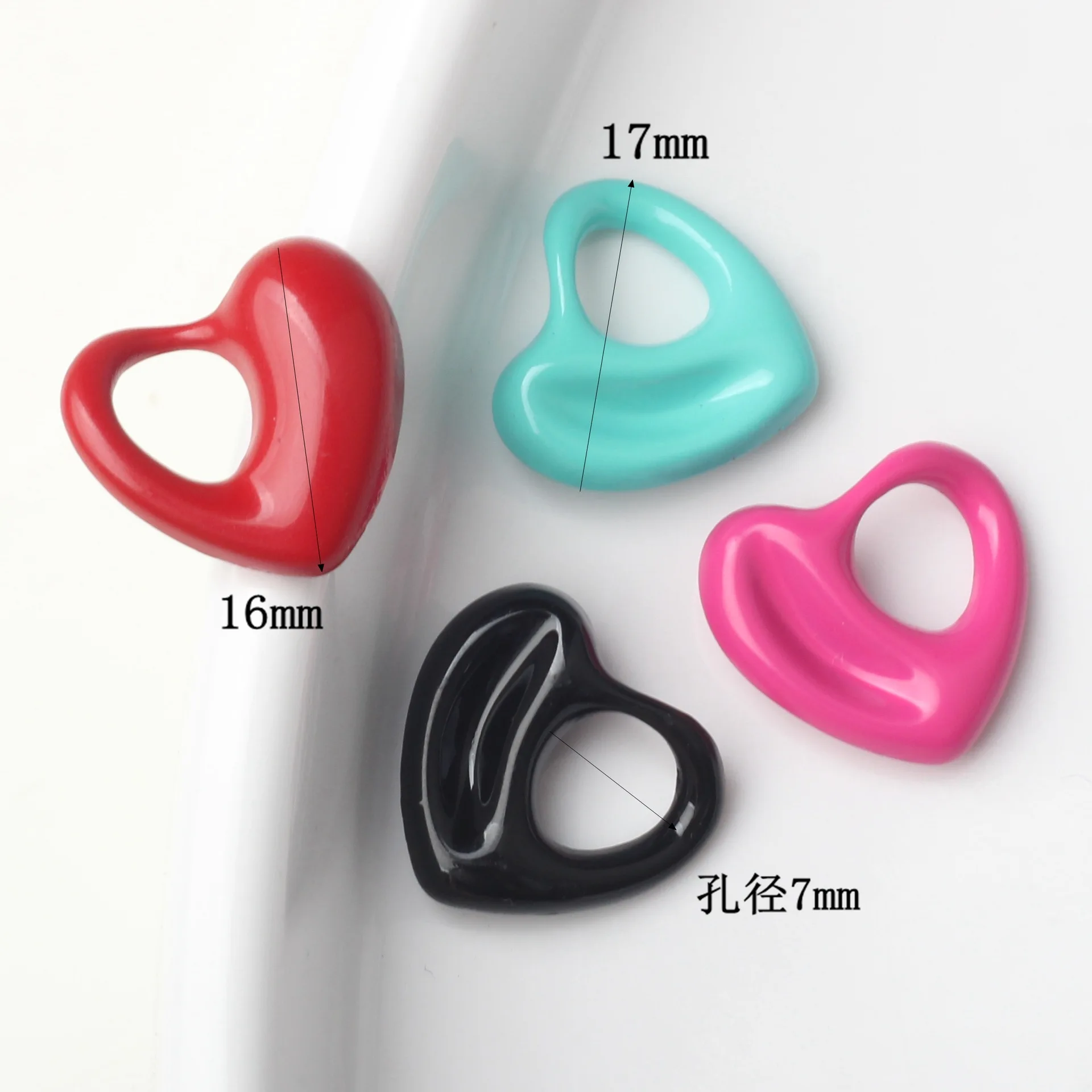 10pcs Alloy Candy Color Hollow Out Heart Shape Charms Pendant Earring Necklace Jewelry DIY Handmade Ornaments Accessories Gifts