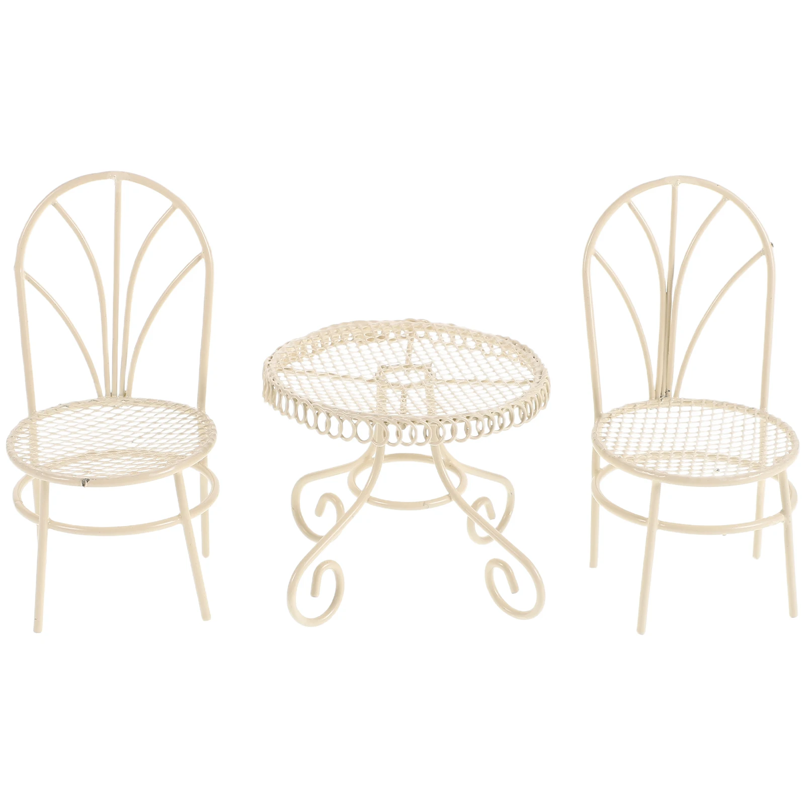 Mini Table Iron Small Exquisite Bedroom Home Decor House Miniature Garden Furniture Miniature Dollhouse Garden Stool Sets Toy