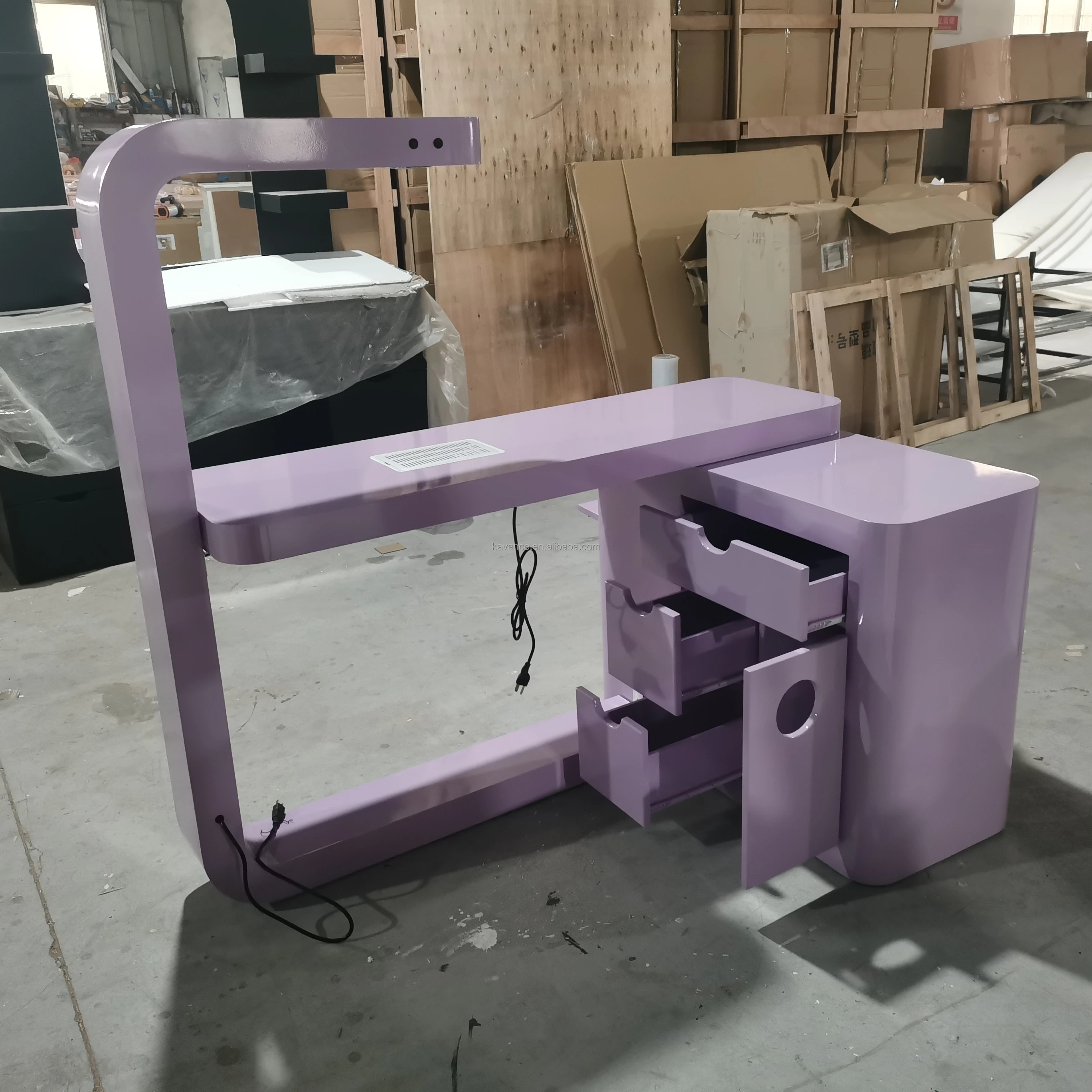 Modern Plastic Nail Salon Nail Technology Table With Dust Collector Vacuum Lighting, Suitable For Shopping Malls And Workshops