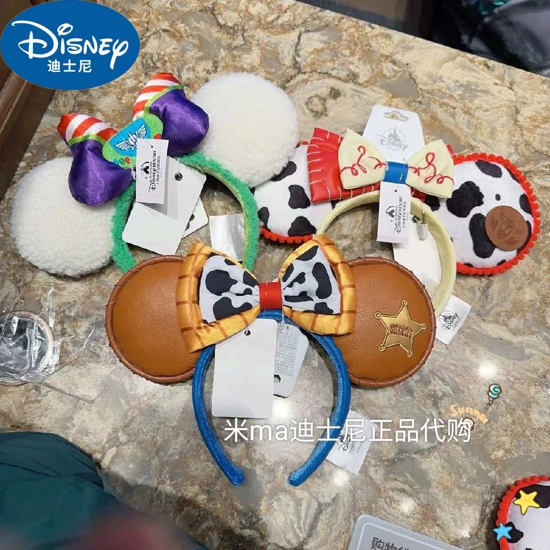 Original Disney Toy Story Headbands Cartoon Buzz Lightyear Woody Jessie Bow Mickey Ears Shanghai Disneyland Cute Headband Gifts