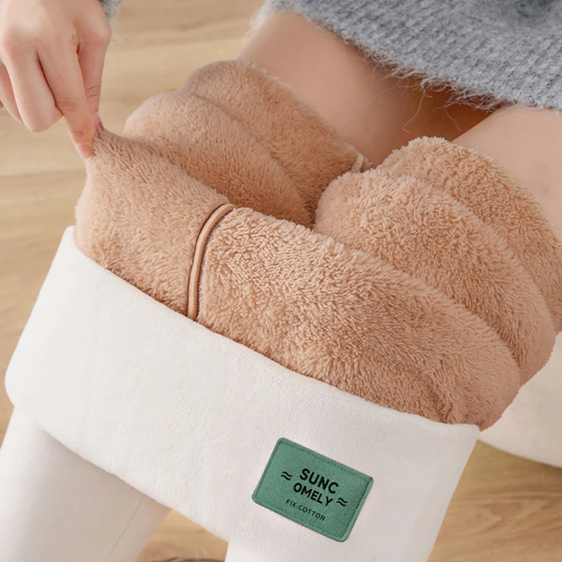 Fleece Lined Velvet Keep Warm Pants Women High Waist Thicken Plush Thermal Pants Woman Comfortable Stretchy Solid Leggings Mujer