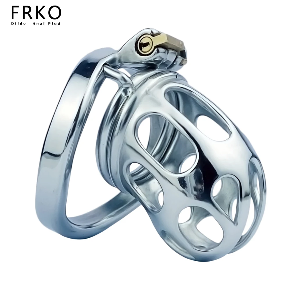 FRKO Stainless Steel Male Chastity Cock Cage Penis Ring Lockcock Bdsm Bondage Erotic Adult Sex Toys For Men Pleasure Sexshop 18+