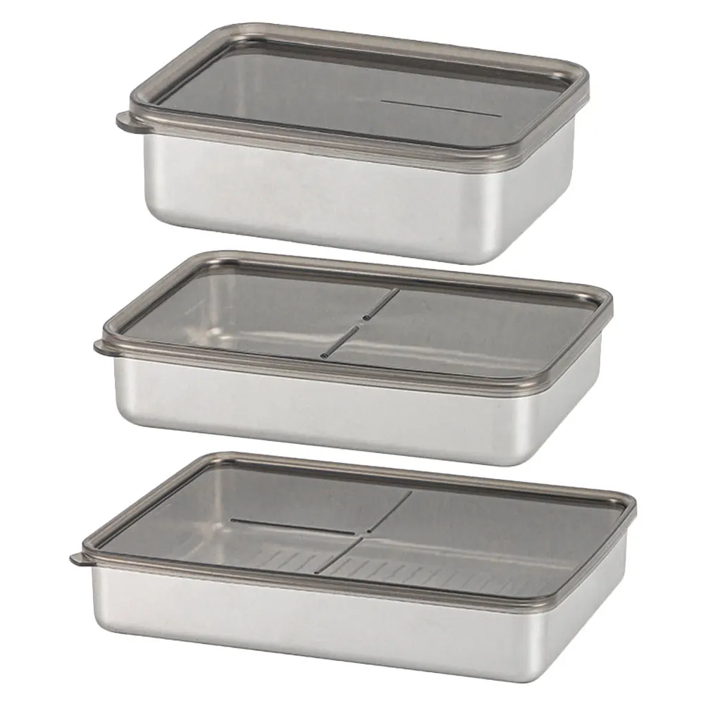 

3 Pcs 400ml 800ml 2000ml Food Fresh Containers Airtight Fridge Boxes Reusable Stainless Steel Freezer Storage Kitchen Organizers