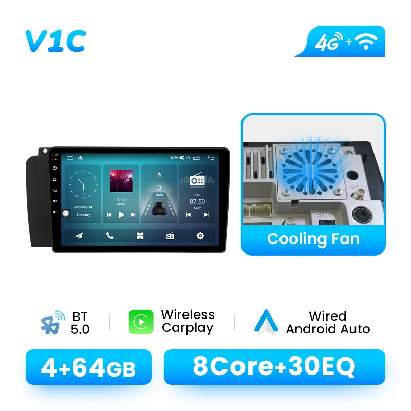 Draadloze CarPlay Android 14 Voor Volvo XC70 V70 S60 2000-2009 Radio Head Unit Auto Multimedia Speler navigatie 4G Wifi Stereo