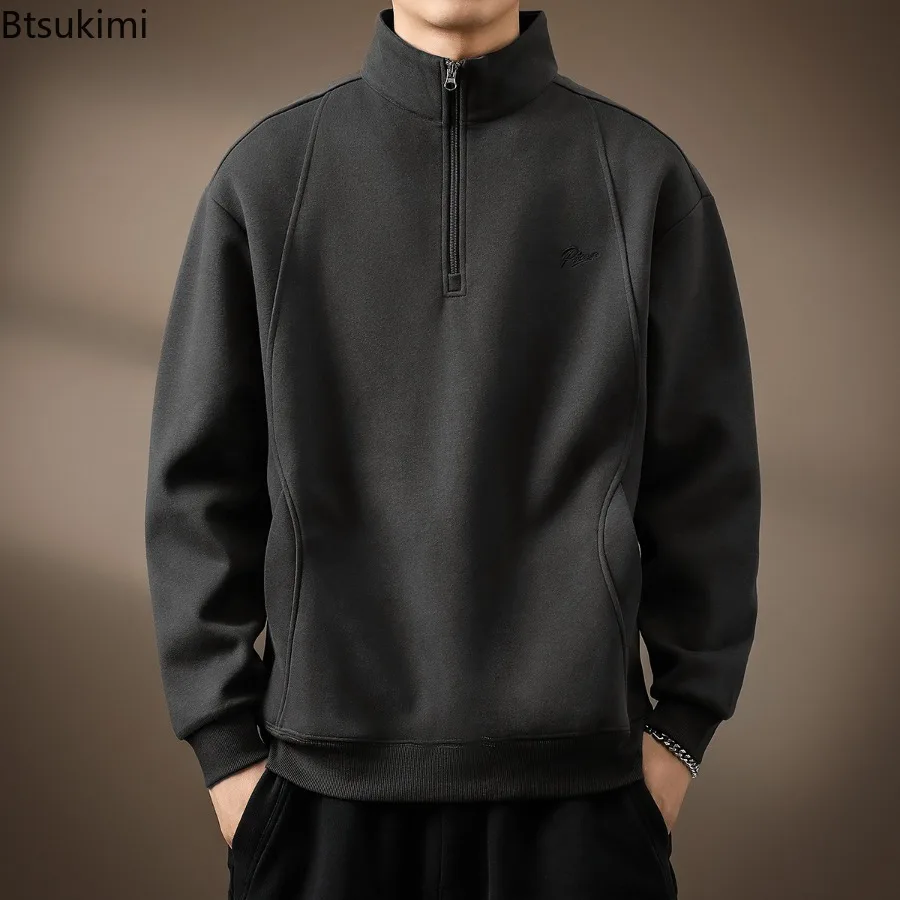 

2025 Men's Fashion Trend Solid Color American Vintage Sweatshirt Spring and Autumn Casual Loose Sports High Quality Tops Male