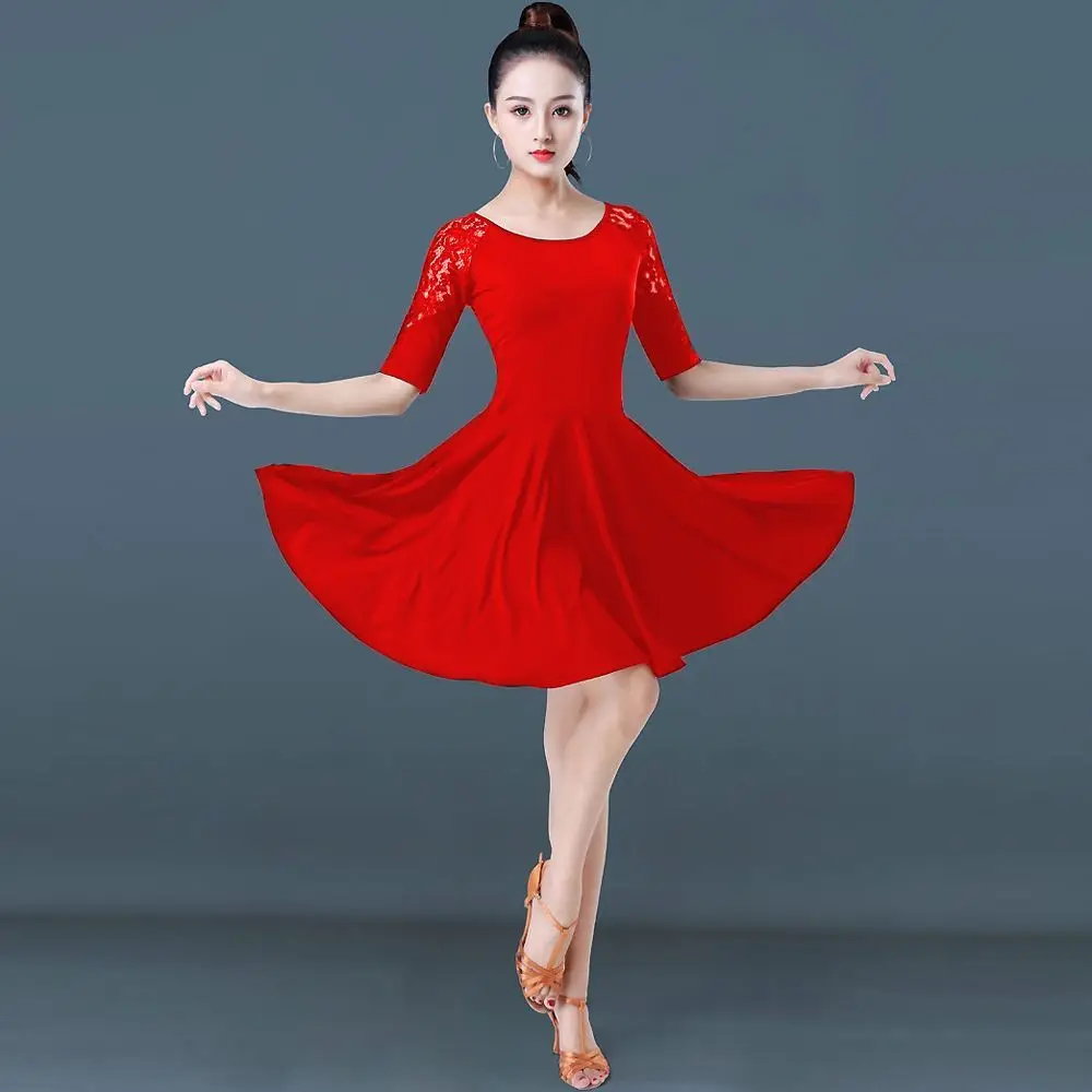 

Latin Dancing Dress For Women Adult Costume Flared Skirt Lace Cuffs Cha Dance Competition Practice Gala Vestido Tango Sexy