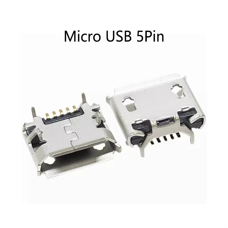 

50PCS/Lot Micro USB 5 Pin Jack Ox Horn Four Legs Plate Socket Short Pin Needle Female Socket Mini USB Connector Ox Horn Usb