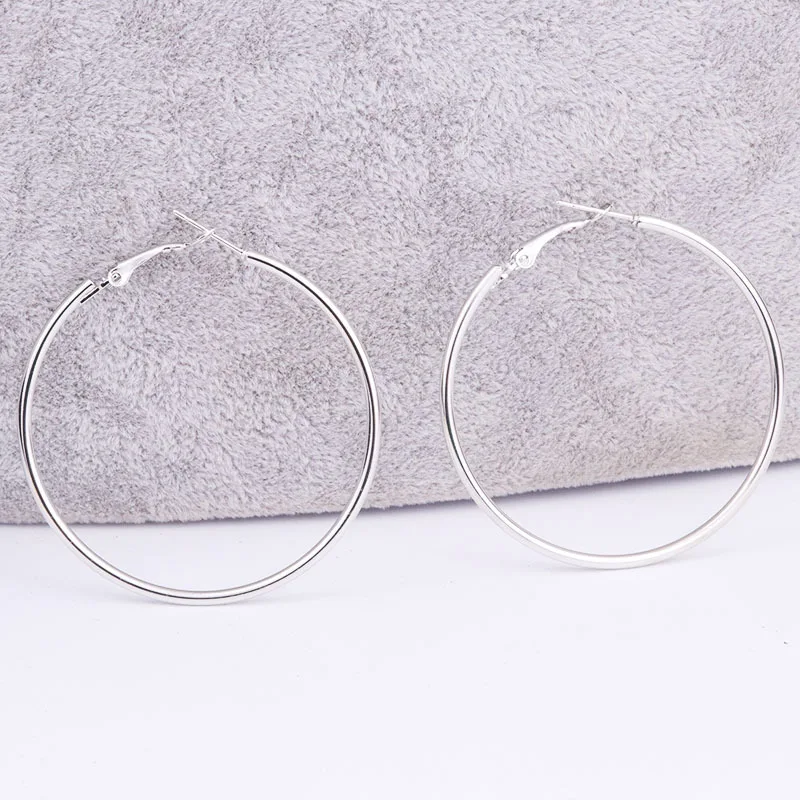30-100mm Exaggerated Big Smooth Circle Hoop Earrings for Women Aros Simple Round Loop Ear Wedding Jewelry Brincos Cool Gift