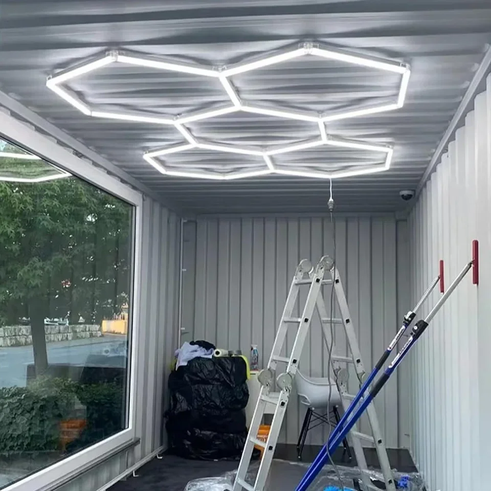 Hexagon Garage Light LED Cutomized Detailing Ceiling AC85-265V Hexagon Garage Light For Showroom Workshop Barber DIY Accessories