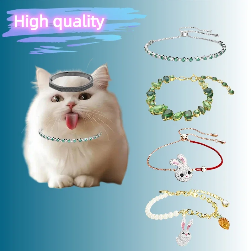 

Cat accessories 2025 hot Austrian jewelry geometric candy green crystal bracelet luxury fashion girls birthday exquisite gift