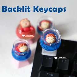 Teclado mecánico para juegos, accesorio con personalidad para Esc, diseño de pecera de dibujos animados, retroiluminado, R4, hecho a mano