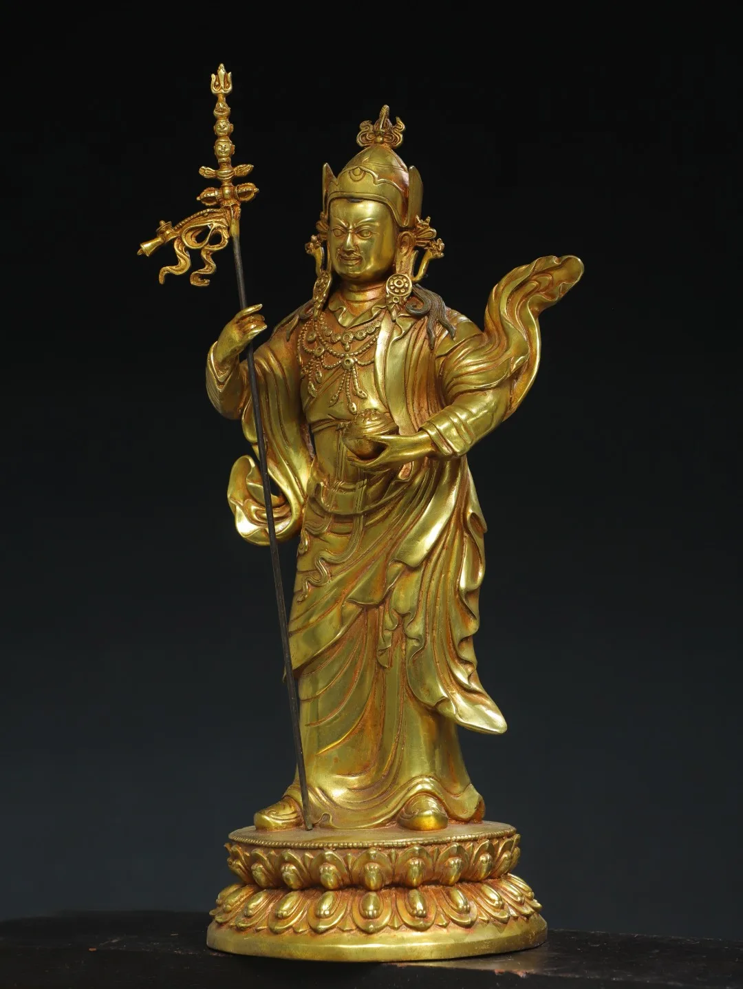 50CM Offering religious bronze gilded Buddha statues Padmasambhava Guru Rinpoche Size: 50 centimeters high, 19 cm