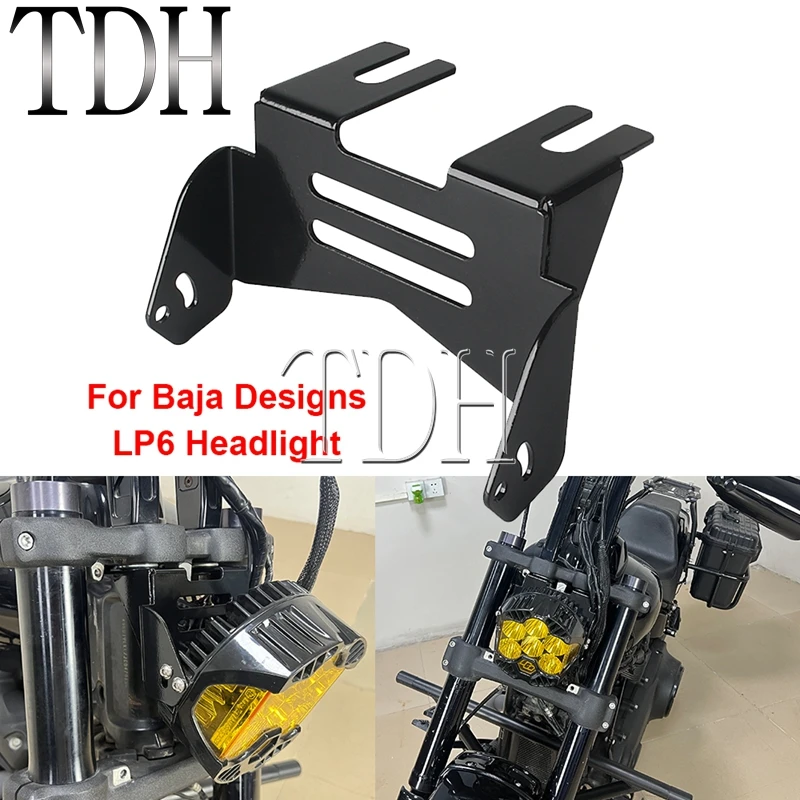 For Baja LP6 Headlight Bracket Mount Headlamp Holder Kit For Harley Dyna Softail Street Bob Low Rider FXLRS FXLRST FXLR FXBB